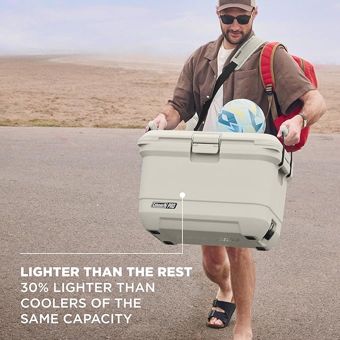 Coleman Pro Heavy-Duty 45qt Ultra-Light Premium Hard Cooler, Extra-Thick Insulation Keeps Ice up to 4 Days, 74-Can Capacity