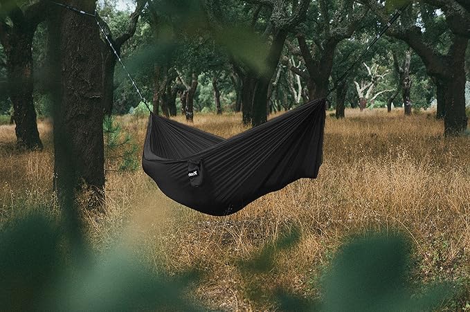Hurley Duo Camping Hammock - 2 Person Portable Hammock for Camping, Heavy Duty Hammock, Parachute Nylon Fabric - Camping Accessories for Outdoor Activity - Holds 400lbs, Harvest Pumpkin, 118 x 79