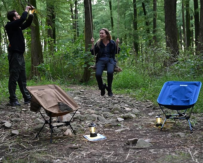 MARCHWAY Lightweight Folding Camping Chair with Spring Lock, Stable Compact Portable for Outdoor Camp, Travel, Beach, Picnic, Festival, Hiking, Backpacking (Lowback Dark Blue)