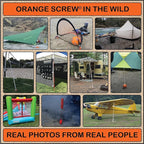 Ultimate Ground Anchors: Heavy Duty Screw-in Tent Stakes for High Wind, Sand, Canopies, and Camping - Made in USA, Included T-Grip Tool - (Small, Single Pack, Orange)