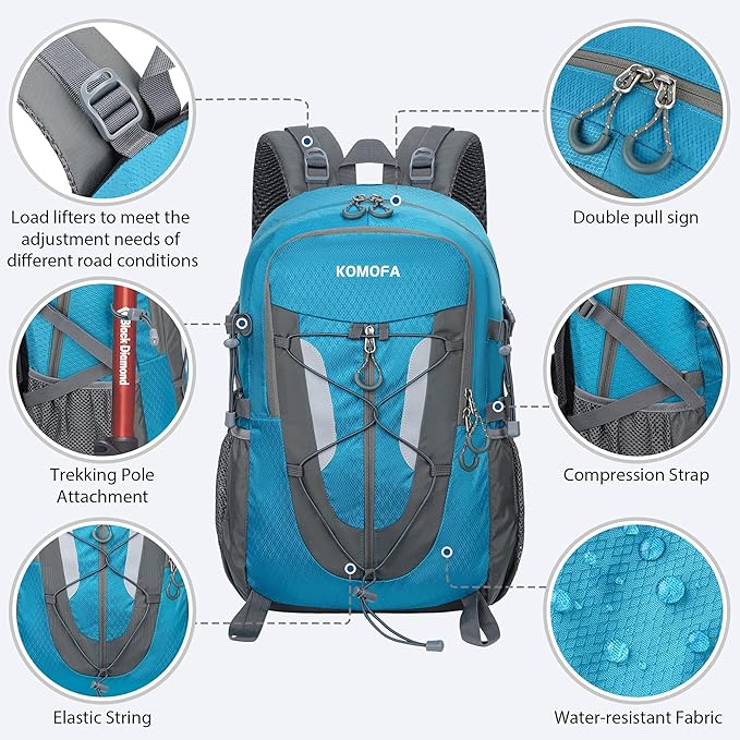 Hiking Backpack 30L Lightweight Travel Daypack Small Day Pack for Men Women Outdoor Camping Backpacking, Blue