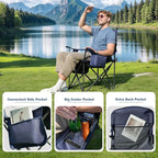 2 Pack Oversized Folding Camping Chair, Heavy Duty Support 500LBS Outdoor Chair with Cup Holder Storage and Cooler Pouch, Collapsible Padded Arm Chair for Sports Garden Beach Fishing, Blue