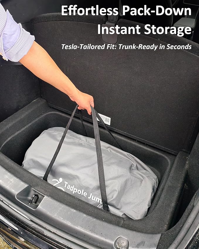 for Tesla Model Y Mattress Memory Foam, 4 inch Comfortable SUV Sleeping Pad with Powerful Air Pump, Inflatable Car Bed for Camping & Road Trips (Gray)