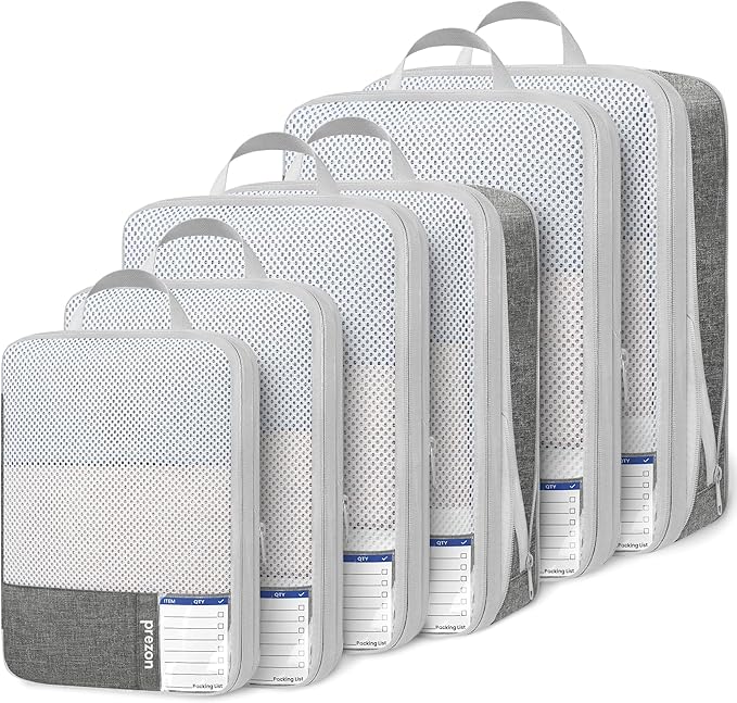 8 Set/6 Set/4 Set Compression Packing Cubes for Travel, Lightweight Vacation Travel Essentials, Travel Accessories for Suitcase Organizer Bags Set, Durable Luggage Organizer
