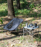 iClimb Lightweight Stable Alu. Folding Square Table Roll Up Top with Carry Bag for Camping Picnic Backyards BBQ Camp Kitchen (Silver, S)