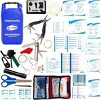 Boat First Aid Kit with Survival Tools, 123pcs Waterproof Emergency Marine Kit with Buckles, Compact Boat Safety Accessories for Fishing Kayaking Boating Camping Rafting Beach Blue