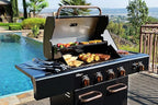 Kenmore 4-Burner BBQ Gas Grill with Searing Side Burner, Propane Grill, 52,000 BTUs, Warming Rack, Electronic Ignition & Cast Iron Cooking Grates, Black/Copper