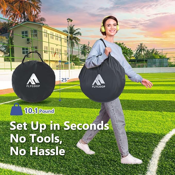 Sports Tent: Flycoop Portable Weather Pop Up Pod 1 Person to Provide Shelter from Wind Rain and Cold Weather Shelter for Outdoor Activities, Sports Events, Camping and Hiking