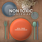 Wheat Straw Dinnerware Sets For 4 - Camping Plates Cups And Bowls Set - Dishwasher Microwave Safe Dishes - Alternate To Plastic Dinnerware Set - Wheat Straw Plates And Bowls Sets - RV Dishes