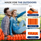 SereneLife Camping Mattress, 2.7" Backpacking Inflatable Air Mattress for Camping, Waterproof Lightweight Sleeping Mat with Carry Bag, Tear-Resistant Nylon for Hiking, Travel, Outdoor, Orange
