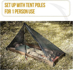 OneTigris Mesh Teepee Tent, Ultralight 1 Person Screen Room with Waterproof Bathtub Floor for Outdoor Camping Hiking Backpacking Bushcraft Tarp Hot Tent Shelter