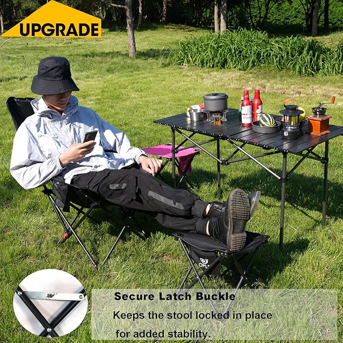 Opliy Camping Stool Upgrade Foot Stool for Camping Fishing Hiking Gardening and Beach, Camping Seat with Carry Bag (Black)
