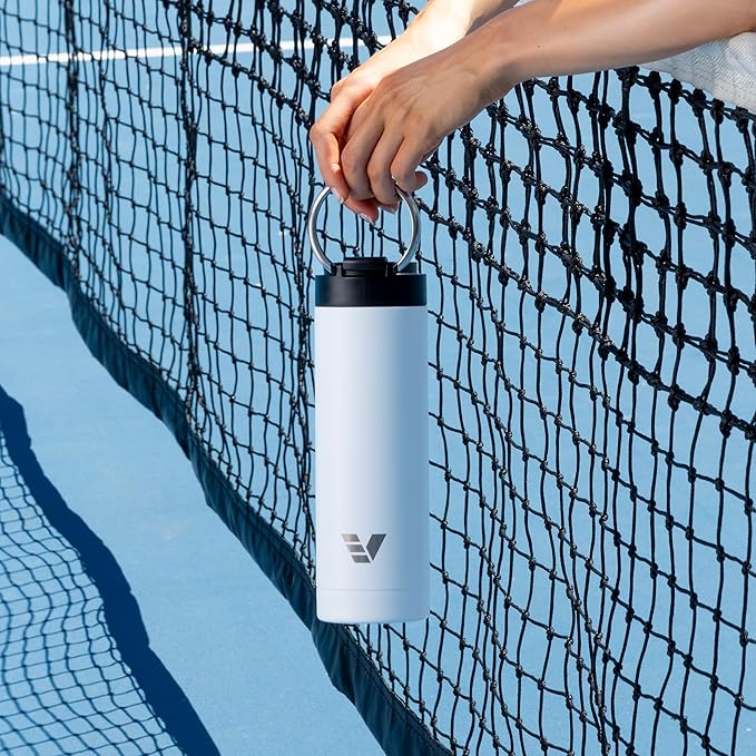 Maxi Stainless Steel Water Bottle 26oz - Double wall vacuum insulated | Integrated carry handle | leak proof flip top lid | Lightweight & stylish - White