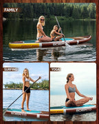 Inflatable Stand Up Paddle Board 10'8“*34"/11'*33" Extra Wide Paddle Boards for Adults, SUP with Premium Accessories & Nylon Backpack, Adjustable Paddle, Hand Pump, Bottom Fin, Leash