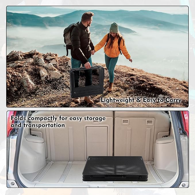 Camping Table with Mesh Desktop, Lightweight & Portable Folding Grill Table, Height Adjustable Metal Outdoor Table for Camp, Cooking, BBQ, RV, Picnic-4 FT Black