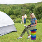 Jakuva Upgraded Travel Camping Stool, Retractable Folding Stool,Collapsible Telescoping Portable Stool with Max Load 360lbs for Adults for Indoor Outdoor Hiking Gardening, Blue