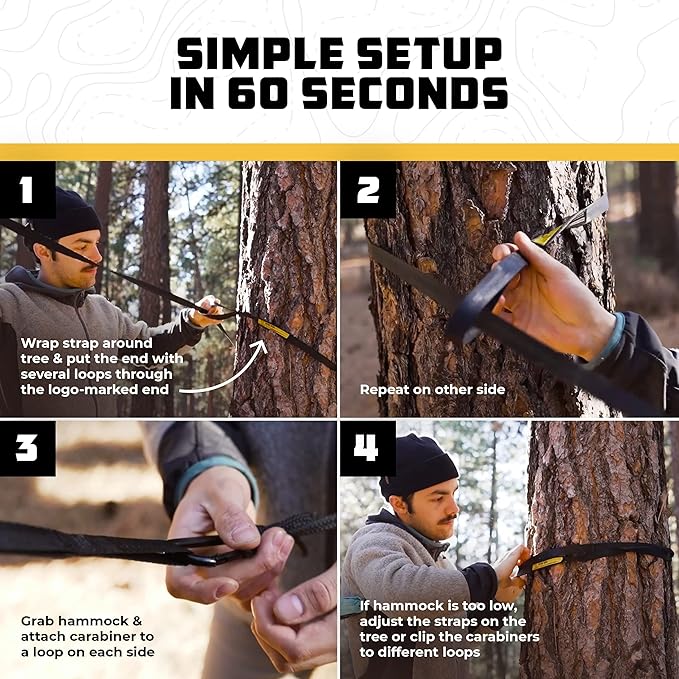 Wise Owl Outfitters Camping Hammock – 500lbs Portable Hammock with Tree Straps - Travel, Backpacking, Hiking, Outdoors Camping Gear - Single or Double