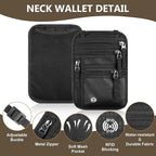 Likesing 5.5" L x 7.8" W Travel Neck Wallet, RFID Blocking Passport Holder for Travel Women Men, Security Lightweight Passport Travel Wallet, Neck Pouch Gifts for Traveling Family (Black)