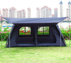 KTT Extra Large Tent 12 Person,Awning Family Cabin Tents,2 Rooms,3 Doors and 3 Windows with Mesh,Straight Wall,Waterproof,Double Layer,Big Tent for Outdoor,Picnic,Camping,Family Gathering