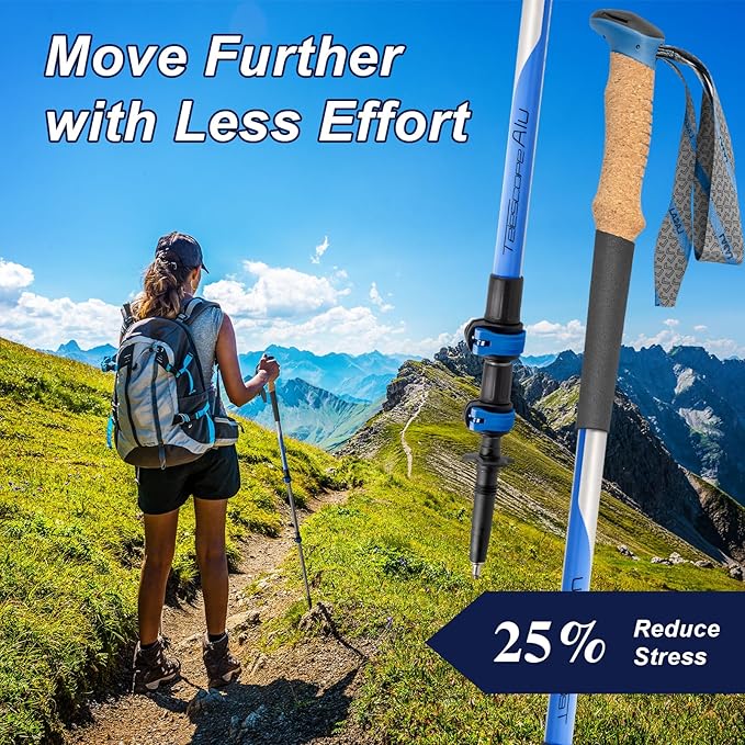 Hiking Poles, Ultra-Light Telescopic Trekking Poles,Portable Walking Sticks with Adjustable Height for Men and Women