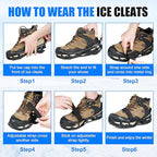 Ice Cleats for Shoes and Boots Men Women Snow Traction Cleats Crampons Anti Slip Shoe Grippers Spikes for Snow Ice Winter Walking Non-Slip 24 Studs Overshoe Slip-on Stretch Footwear