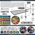 Campfire Grill – Small, Lightweight 304 Stainless Steel Cooking Grate for Camping, Hiking, Backpacking – Portable Campfire Cooking Grill for 1–2 People