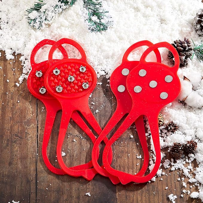 Syhood 2 Pairs Non Slip Gripper Spikes Ice Cleats Snow Traction Cleats Crampons for Women Men Walking Running on Snow Ice