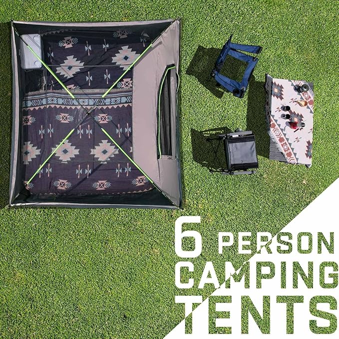 Happy Travel Camping Tent, 4/6 Person Dome Tents for Camping with Rainfly, Waterproof Clip Easy Setup Portable Family Tent with Mesh Windows, 20% More Headroom Backpacking Tents for Camping & Hiking