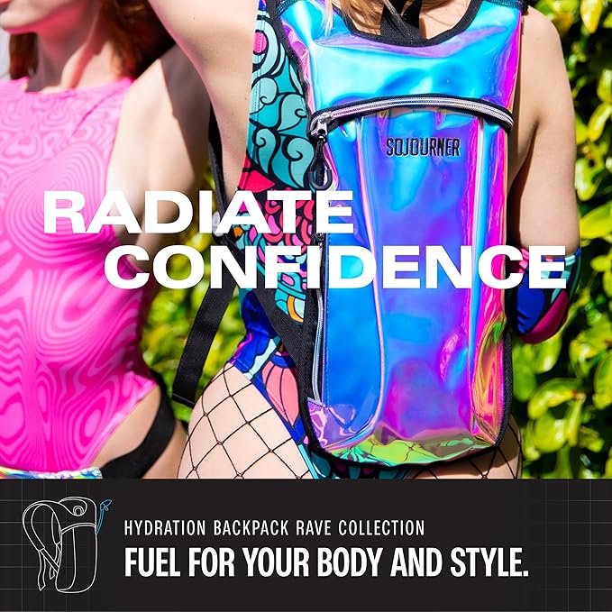 Sojourner Rave Hydration Pack - Hydration Backpack - Hydropack with 2L Bladder - Water Backpack for Festivals, Hiking, Running, Biking and More