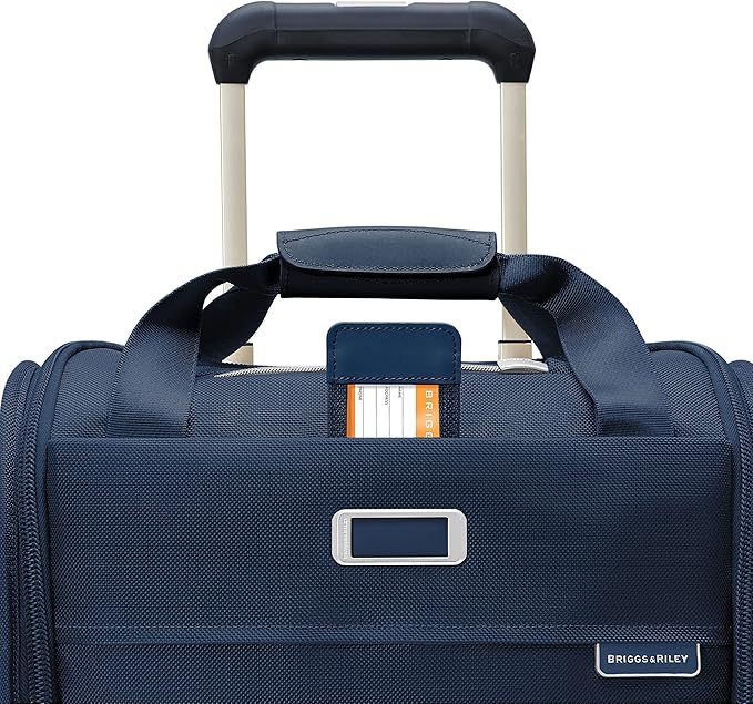 Briggs & Riley Cabin Spinner - Carry On Luggage for Travel, Suitcases with Wheels, Softside Rolling Bag for Men & Women, Fits Under Plane Seat, Interlocking Handle - Baseline Collection, Navy