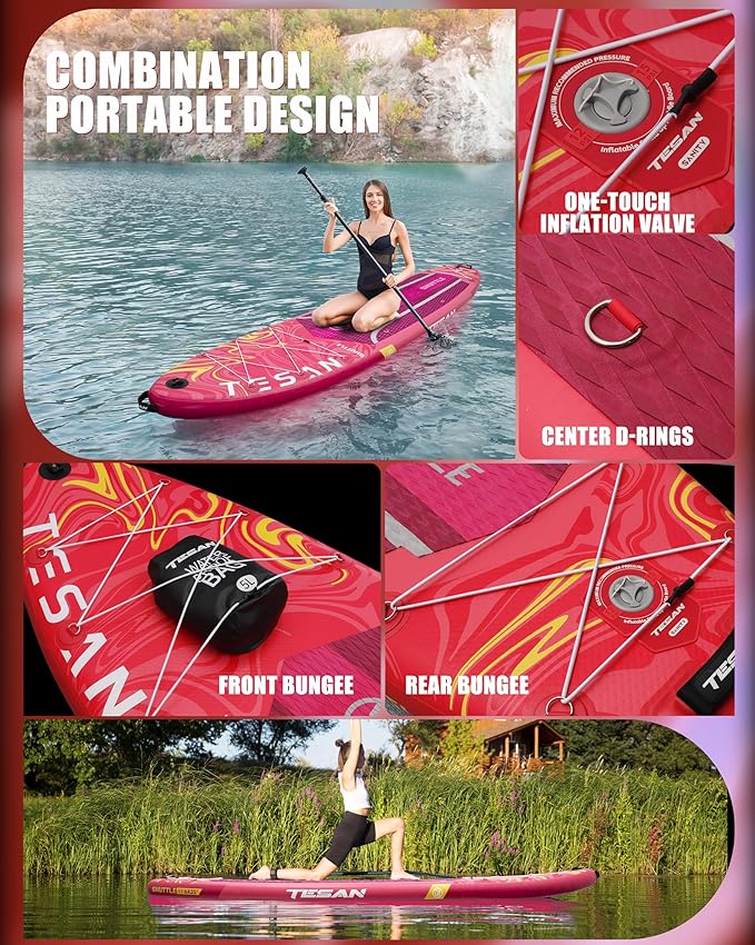 11'6x35'' Extra Wide Inflatable Paddle Board,All-Round Ultra Stable Stand Up Paddleboards with Plus Kits for 450lb/3 People/Family,Dual Bungees, Camera Mount, 100L Backpack, Dual-Action Pump