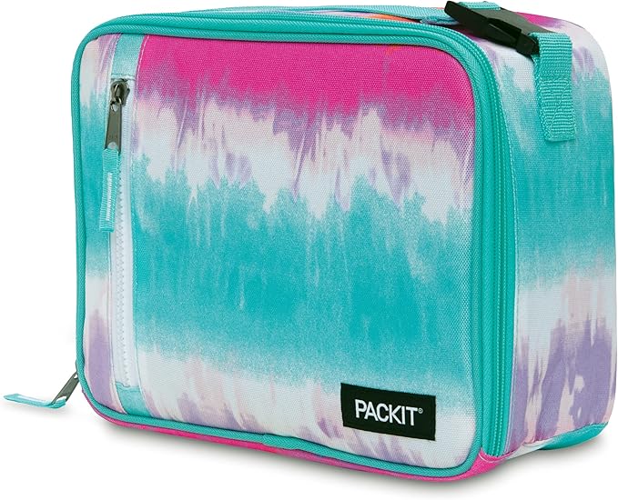 PackIt Freezable Classic Lunch Box, Tie Dye Sorbet, Built with EcoFreeze Technology, Collapsible, Reusable, Zip Closure With Zip Front Pocket and Buckle Handle, Designed for Lunches