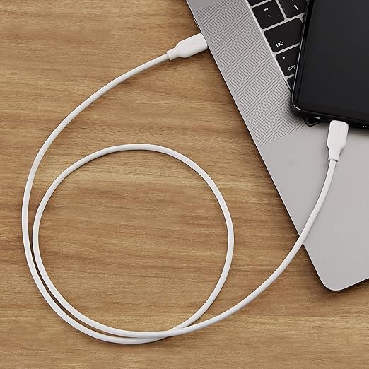 Amazon Basics USB-C to USB-C 2.0 Fast Charging Cable, 480Mbps Speed, USB-IF Certified, for Apple iPhone 16/15, iPad, Samsung Galaxy, Tablets, Laptops, 3 Foot, White