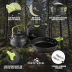 Camping Cookware Set - 19-Piece Lightweight Backpacking Cookware with Pots, Pans, Utensils - Compact Outdoor Cooking Kit for Camping, Hiking, Backpacking & Survival
