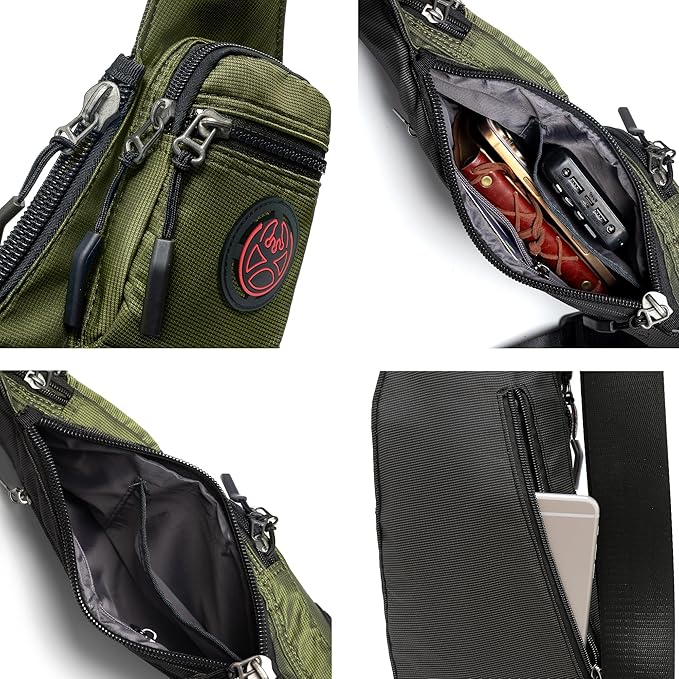 NICGID Sling Bag Chest Shoulder Backpack Crossbody Bags Casual Daypack for Men Women (Army green-2620N)