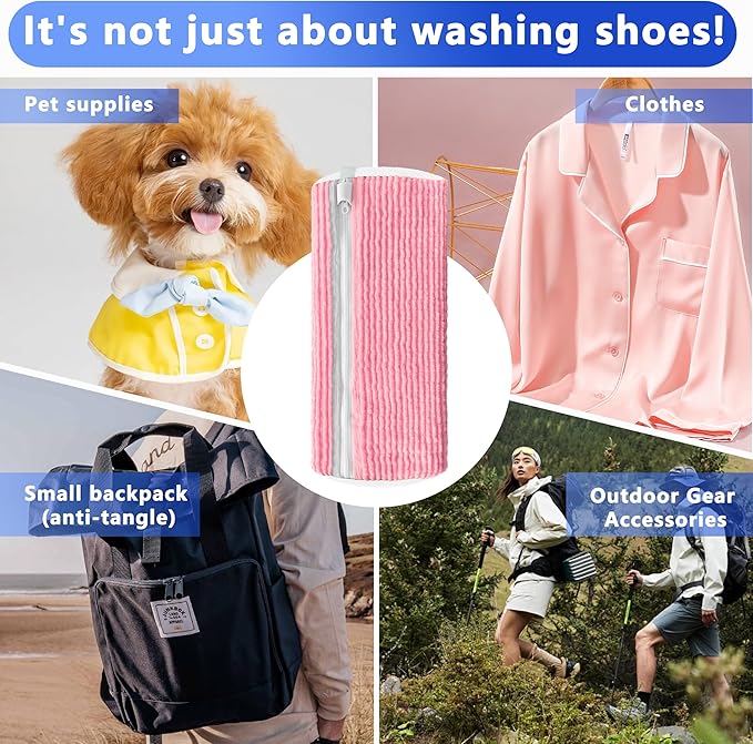 2Pcs Reusable Shoe Washing Machine Bag for Washer and Dryer:Free Up Hands, Prevent Deformation,shoe bag with Zipper Protection Design, Use for all Shoes,Sports Shoes