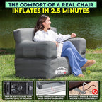 Pittman - Inflatable Chair for Camping with Built in Pump - Portable Inflatable Couch for Adults Holds 350lb's - Blow Up Chair for Movie Nights, Outdoor Blow up Furniture or Air Sofa for Camping
