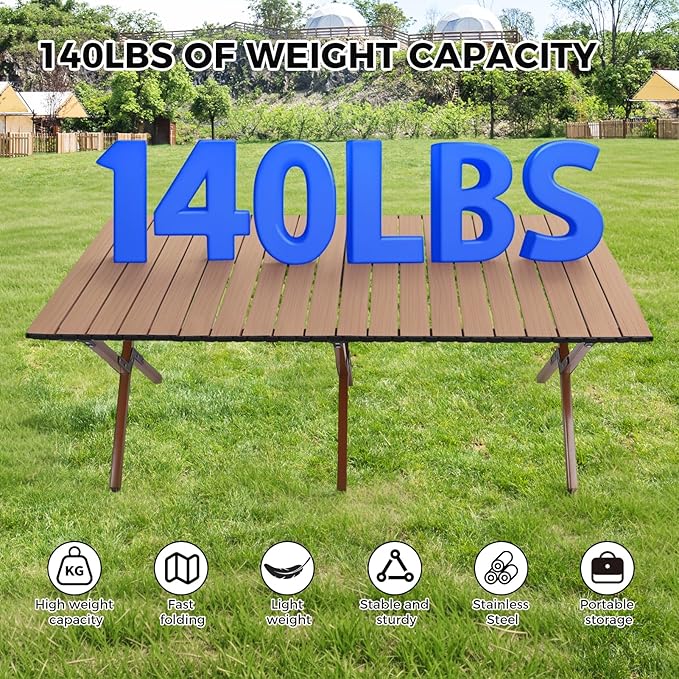 Camping Table High Load Bearing Metal Folding Portable Picnic Table for Outdoor BBQ Beach