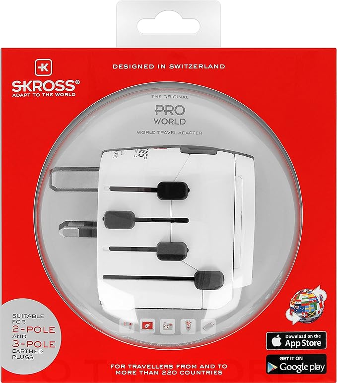 Skross PRO World Travel Adapter With Ground Plugs