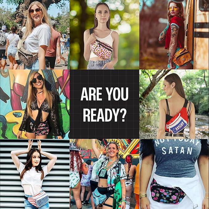 American Flag - 4th of July Fanny Pack Belt bag - Crossbody Waist Bag for Men or Women - Hands-Free, Waterproof Large Bumbag for Hiking, Running, and Travel