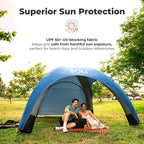 SOLI Inflatable Shade Air Canopy - Quick Self-Inflating Sun Shelter with Air Pump, UPF 50+ Sun Protection, Travel-Friendly, Stable Anchors for Beach, Camping & Backyard Use (Ultra Marine Blue) - 10 ft