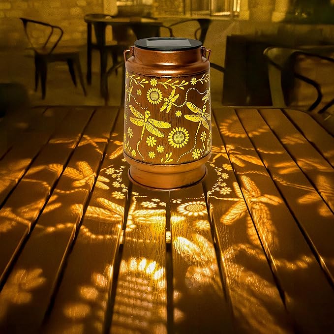Dragonfly Solar Lantern Lights, Outdoor Lanterns for Garden Decor, Hanging Lantern for Backyard Porch Patio Table Yard Balcony Lawn Pathway, Gifts for Women Grandma Mom, 1PCS