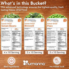 Numanna Dozen Emergency Freeze-Dried 12 Vegetables Buckets 1200 Servings Contains Peas, Green Beans & Broccoli | Non-GMO, No Preservatives, No MSG Camping & Emergency Survival Food 25 Years Shelf Life