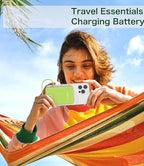 6000mah Ultra Slim Built in Cables Power Bank, Card Size Built in USB C Cords Battery Pack Portable Charger for Phones, 3 Output External Battery Pack Compatible with iPhone, Samsung, Deep Green