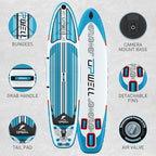 UPWELL 11’6”/11'2”/11'/10'8”/10'6”/10'2” Inflatable Stand Up Paddle Board with sup Accessories Including Backpack, Repairing Kits, Non-Slip Deck, Leash, 3 Fins, Paddle and Hand Pump