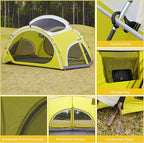 Vidalido 3-4 Person Camping Tent with 2 Large Mesh Door 4 Mesh Window Family Tents, Double Layer Waterproof Portable Easy Setup Camp Tent, Canvas Dome Tents for Camping Outdoor Hiking and Backpacking