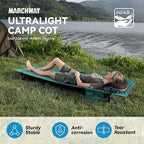 MARCHWAY Ultralight Folding Tent Camping Cot Bed, Portable Compact for Outdoor Travel, Base Camp, Hiking, Mountaineering, Lightweight Backpacking (Green)