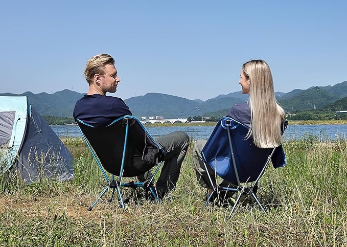 MARCHWAY Lightweight Folding Camping Chair with Spring Lock, Stable Compact Portable for Outdoor Camp, Travel, Beach, Picnic, Festival, Hiking, Backpacking (Lowback Blue)