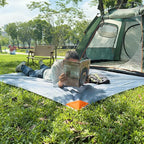 Pocket Beach Blanket Medium Foldable Picnic Mat Portable Lightweight Camping Tarp Tent Blankets Washable Rug Quick Dry Compact Beach Mats Hiking Outdoor Essentials (Gray/Orange 78"*83"/6.56ft×6.89ft)