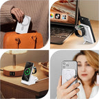 3-in-1 Wireless Charging Station: Portable 5000mAh Power Bank Charger Compatible for Phone Air/17/16/15/14/13/12 Series and Watch - Detachable Magnetic Charging Stand White